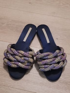 Zara Trafaluc Beaded Braided Slide Sandals 40 / Fits Size 9